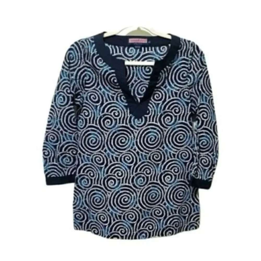 Vineyard Vines Tunic Top Women's Blue Cotton Long Sleeve XS - Picture 2 of 7